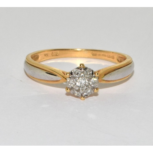 497 - 18ct gold ladies Diamond ring H/M as 0.15ct size N