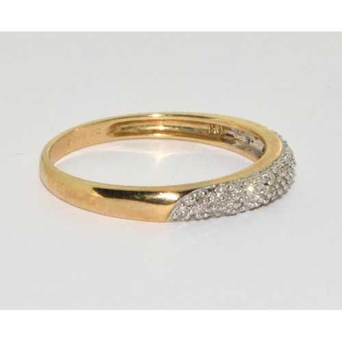 433 - 9ct gold ladies Diamond set H/M eternity ring size P