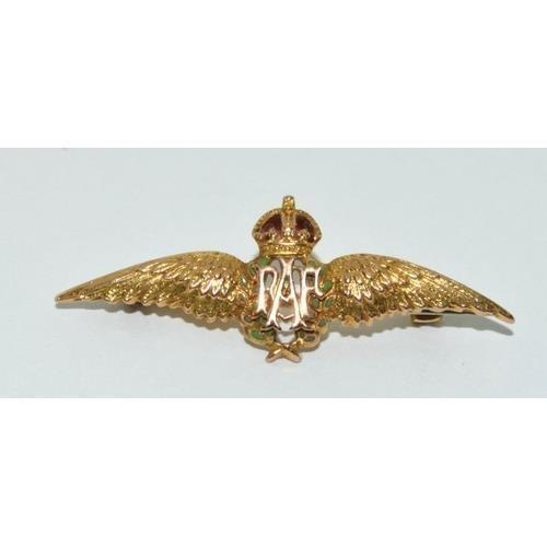 259 - 9ct gold RAF sweet heart brooch 4g