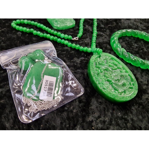 421 - Quantity of Jade Jadeite and other jewellery to include silver