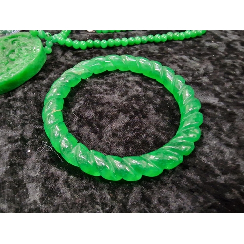 421 - Quantity of Jade Jadeite and other jewellery to include silver