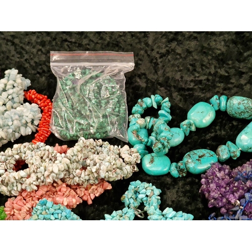 278 - Large quantity of necklace and bracelets mostly from semi precious material coral and quarts