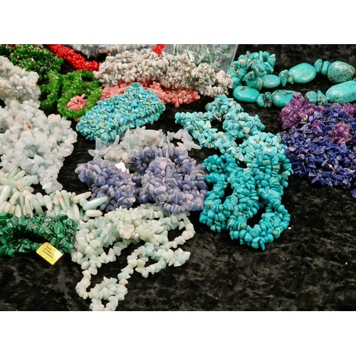 278 - Large quantity of necklace and bracelets mostly from semi precious material coral and quarts