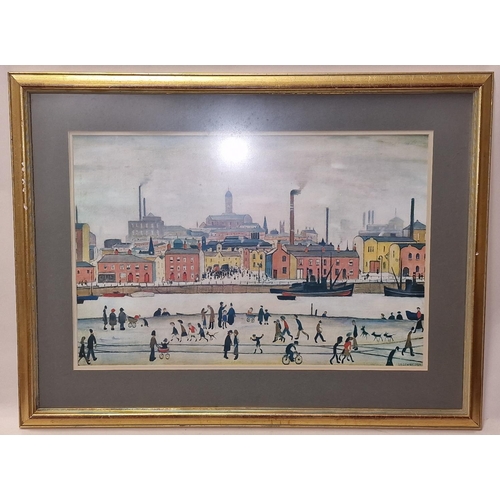 206 - Gilt framed and glazed L.S. Lowry print unnamed 80x60cm