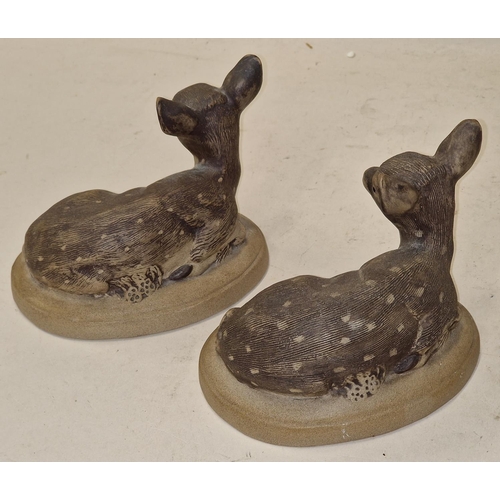 225 - Poole Pottery pair of Barbara Linley Adams stoneware Fawn figurines.