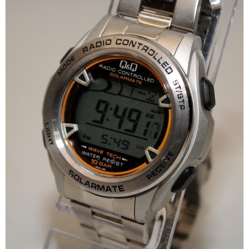 385 - Q&Q Radio Controlled Solarmate gents multi-function digital watch. Good condition and seen working a... 