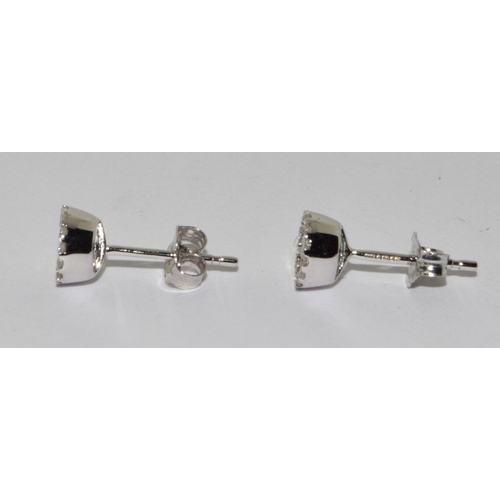 477 - 18ct white gold Diamond and sapphire round halo earrings