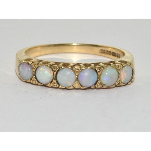 483 - Opal 6 stone 9ct gold ring Size Q