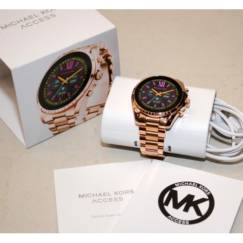 247 - Michael Kors Access Bradshaw rose gold plated smart watch. Unused and boxed