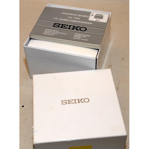 260 - Seiko gents titanium alarm chronograph 7t62-0hr0 in original box c/w a re-dialled Seiko 5 automatic