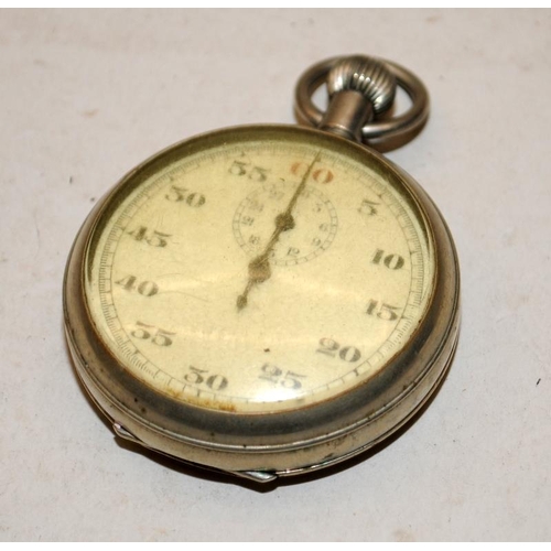 192 - WWII Air Ministry bomb run timer stop watch, red 60 sixty seconds main dial with minutes sub dial. F... 