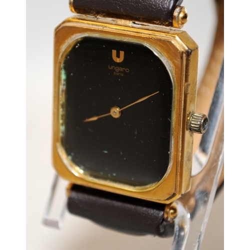 413 - Vintage Ungaro Paris gents manual wind dress watch. Seen working at time of listing. 31mm across inc... 