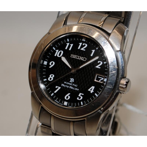 536 - Seiko B Kinetic Auto Relay gents watch 5j22-0d40. Seen working at time of listing