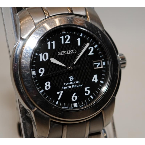 536 - Seiko B Kinetic Auto Relay gents watch 5j22-0d40. Seen working at time of listing