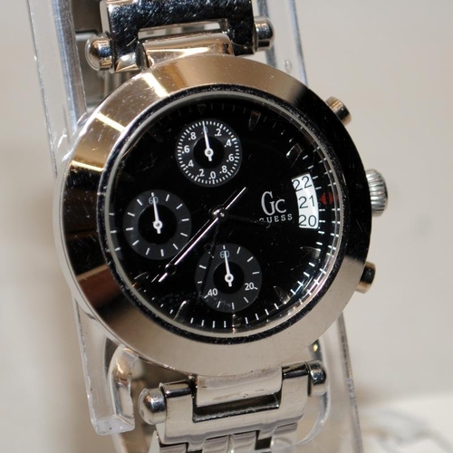 439 - Gents quartz fashion chronograph by Guess GC Collection. New battery fitted and seen working at time... 