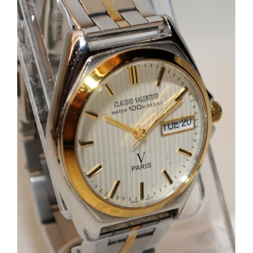 440 - Claudio Valentino gents quartz dress watch. 36mm across inc crown. New battery fitted and seen worki... 