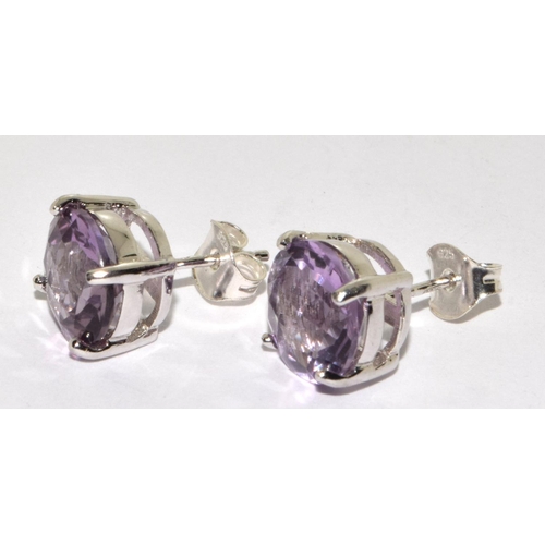 401 - 925 silver earrings 2 pairs (1 is Amethyst) (2nd is pearl)