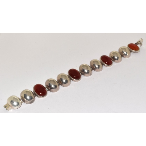 408 - 925 silver vintage Cornelian set bracelet