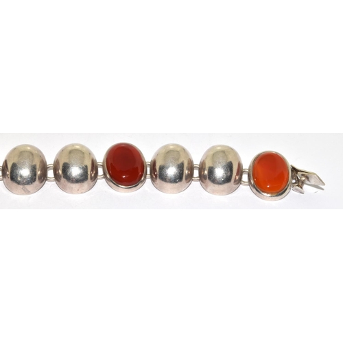 408 - 925 silver vintage Cornelian set bracelet