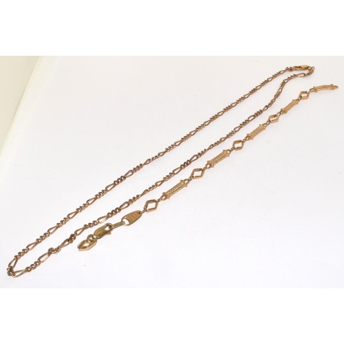 515 - 9ct gold Figaro neck chain 52cm together a 9ct gold bracelet 14g