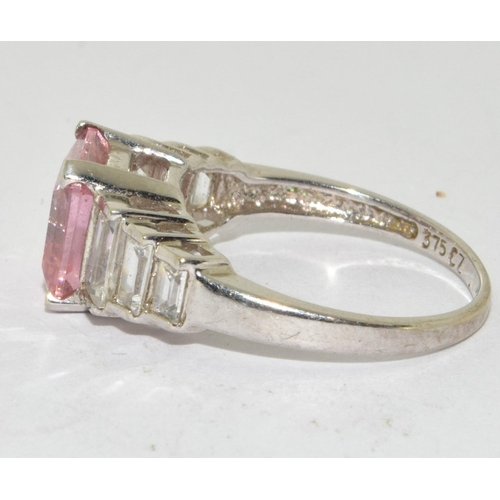 271 - 9ct white gold pink Tourmaline ring size L