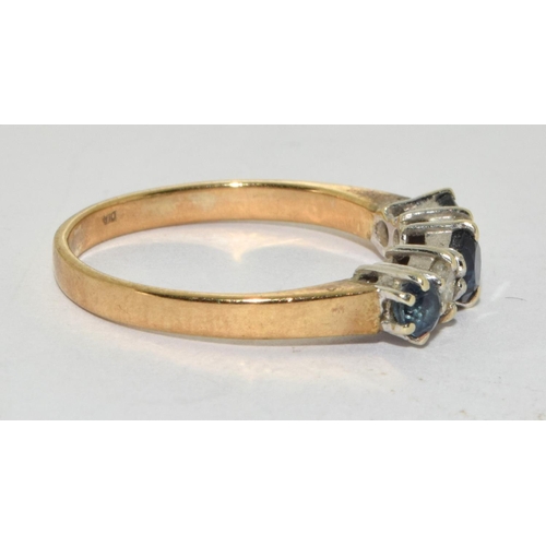 190 - Diamond and Sapphire ladies 5 stone ring in 14ct gold with antique setting H/M as Diamond in ring si... 