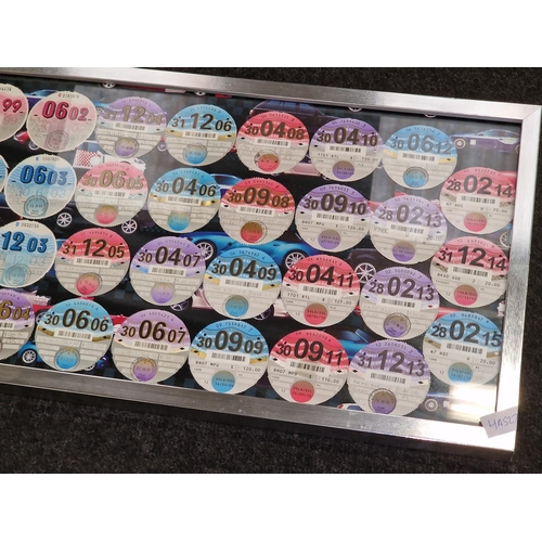 128 - old car tax disc display, collectors item.