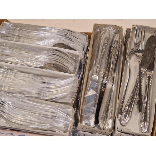 183 - 10 doz each NOS of stainless steel vintage Fish Knives and Forks