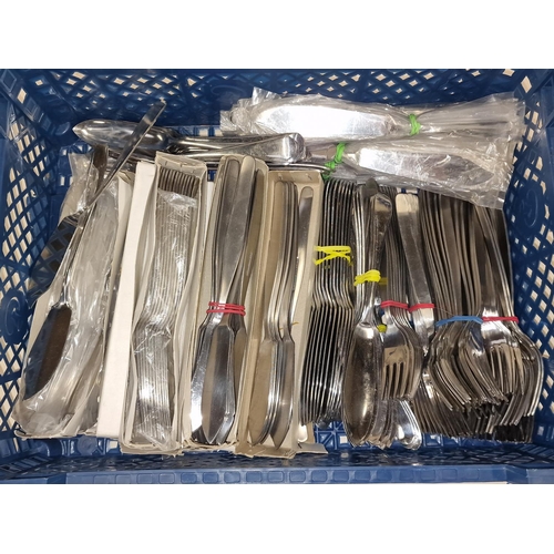 544 - NOS quantity of s/steel fish knives and forks mixed approx 350 items