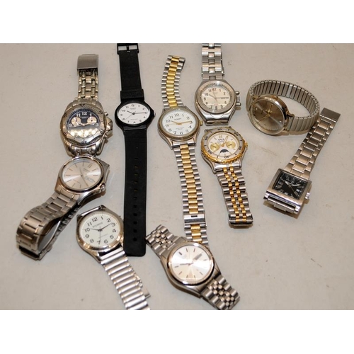 436 - Collection of gents quartz fashion watches, Citizen, Casio, Guess etc. All with batteries fitted and... 