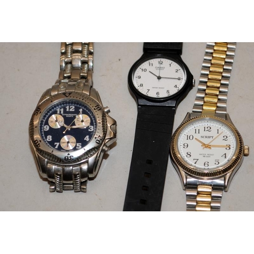 436 - Collection of gents quartz fashion watches, Citizen, Casio, Guess etc. All with batteries fitted and... 