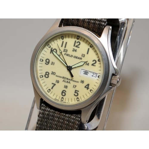 533 - Seiko Alba Field Gear military style watch V743-8000, made for Japanese domestic market. English/Kan... 