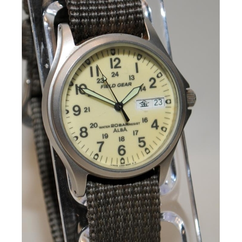 533 - Seiko Alba Field Gear military style watch V743-8000, made for Japanese domestic market. English/Kan... 