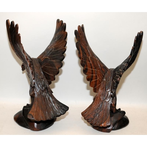 129 - Pair of decorative wooden eagles / birds of prey 12.5