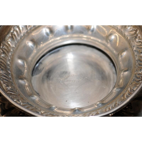 546 - 925 silver embossed rose bowl 17cm dia 315g