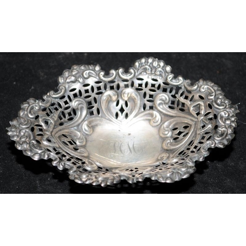 547 - Silver embossed pin tray together a silver ash tray 75g