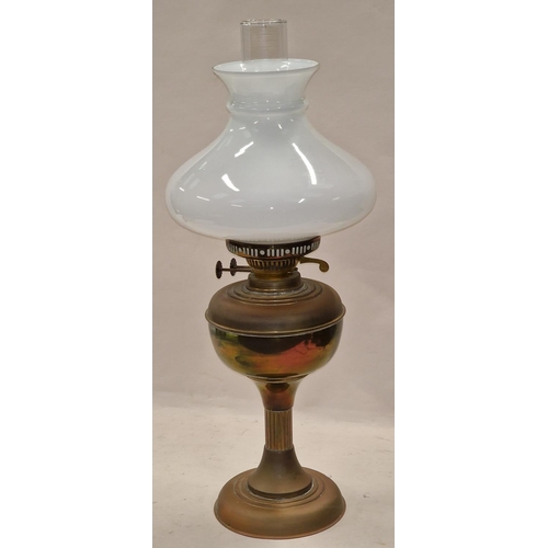 179 - Oil lamp with a chimney and glass shade