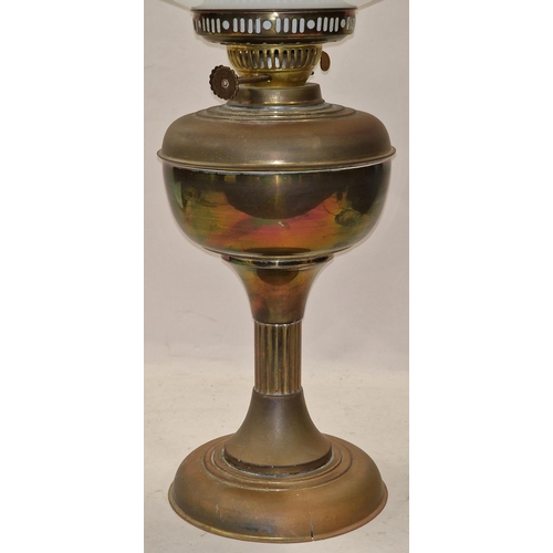 179 - Oil lamp with a chimney and glass shade