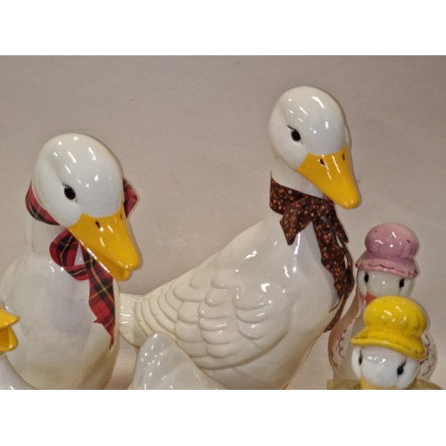 166 - Collection of porcelain Duck family models all signed  to base 