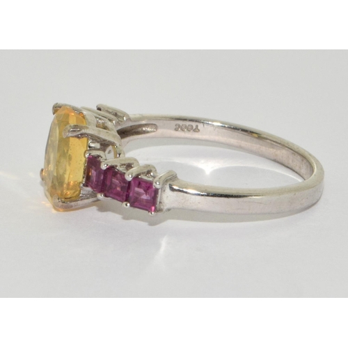 269 - A 925 silver and citrine, blackberry quarts ring Size R 1/2.