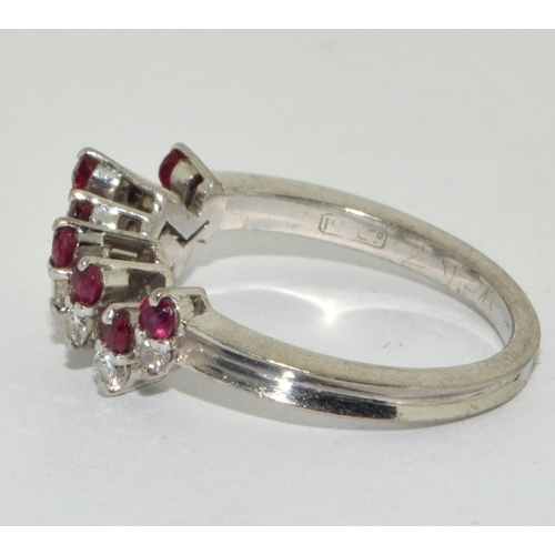 335 - 18ct white gold Diamond and Ruby ring size M