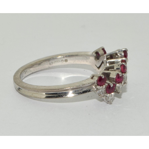 335 - 18ct white gold Diamond and Ruby ring size M