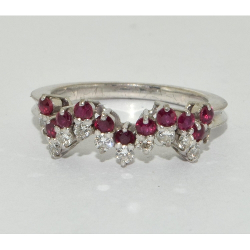 335 - 18ct white gold Diamond and Ruby ring size M