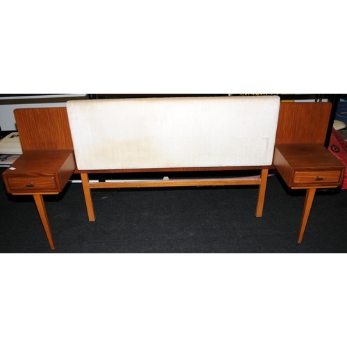 571 - Mid century double bed headboard with fitted bedside cabinets