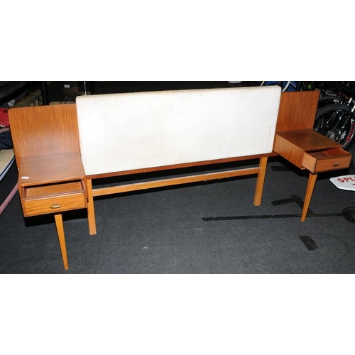 571 - Mid century double bed headboard with fitted bedside cabinets