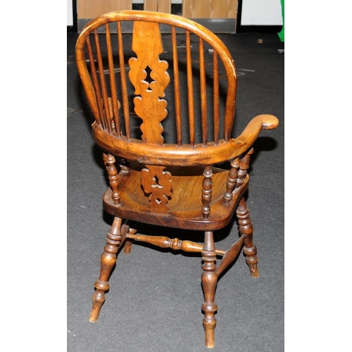 575 - Ash Broad Arm Windsor chair standing on turned supports and stick back with pierced splat 120 x75 x4... 