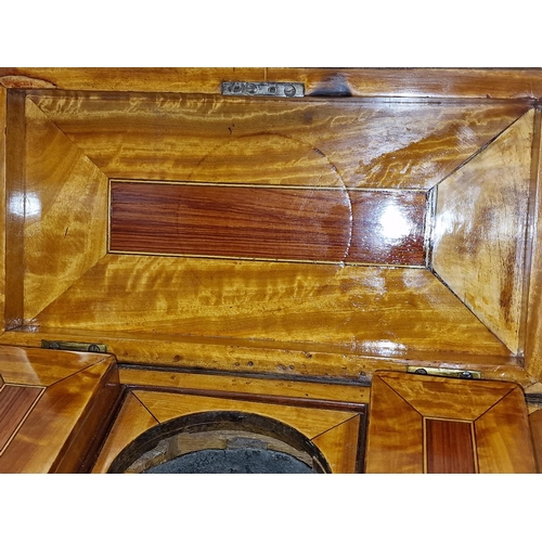 142 - Mahogany Sarcophagus partition Tea Caddy with lidded inside