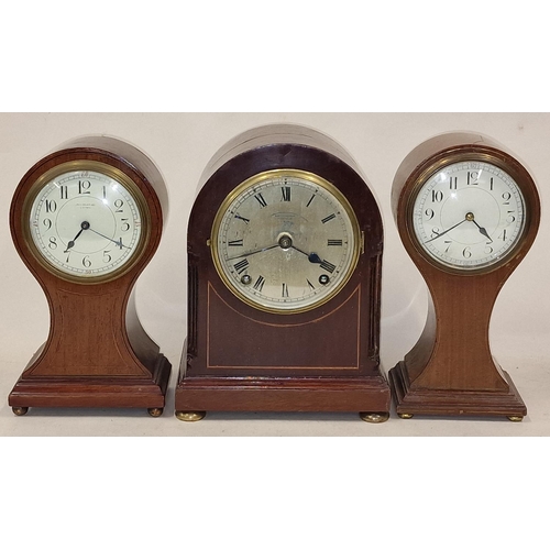 530 - 3 Edwardian inlaid mantle clocks