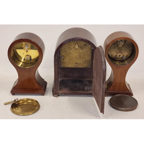 530 - 3 Edwardian inlaid mantle clocks