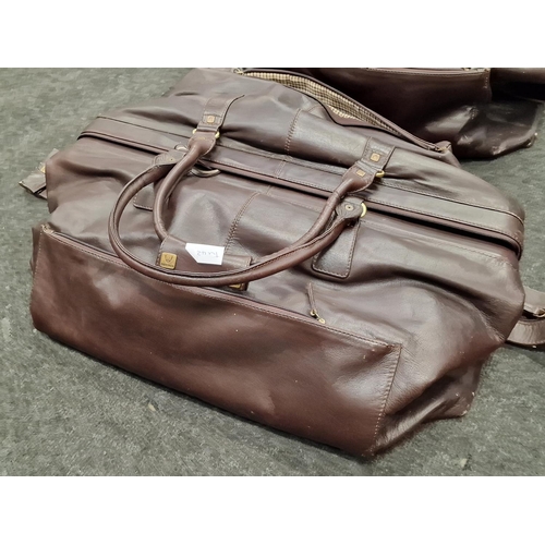 117 - Pair leather Steamer/ weekend bags by 